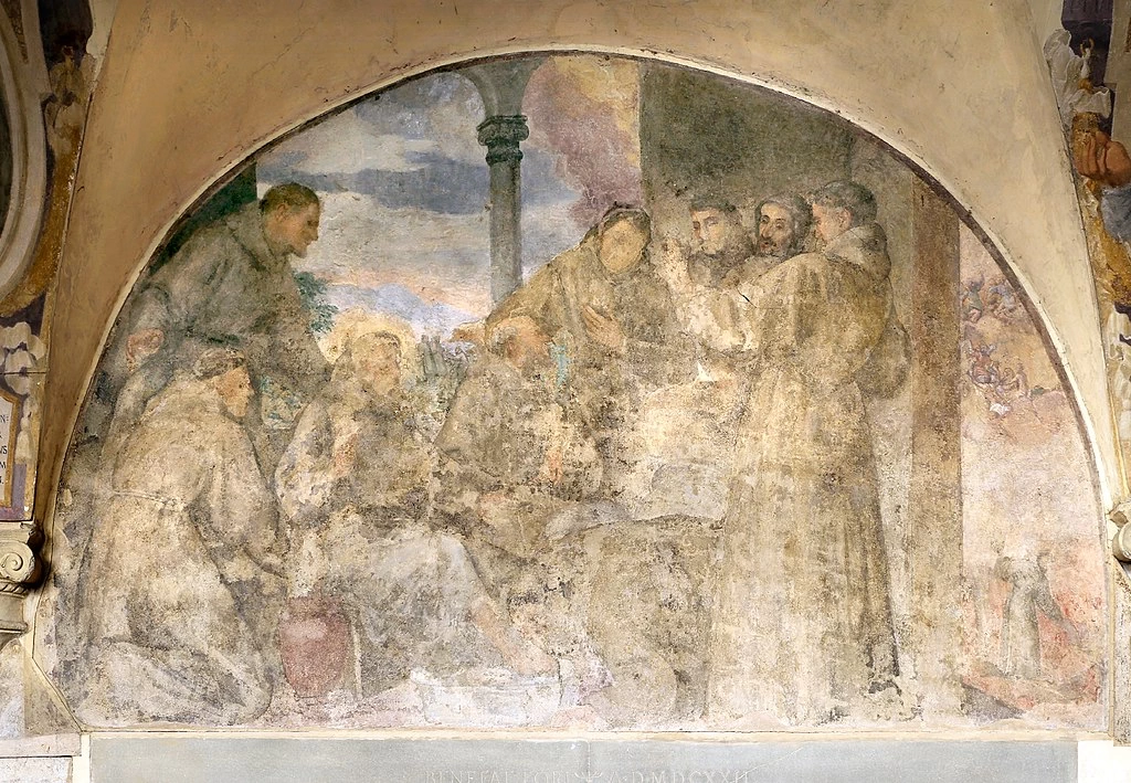 Chiostro - Storie di San Francesco, Ognissanti (Firenze), i frati scoprono le stimmate di san Francesco, lunetta 31